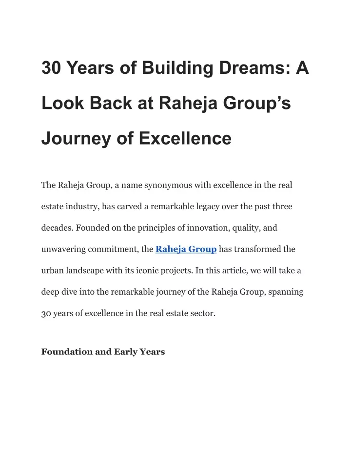 30 years of building dreams a