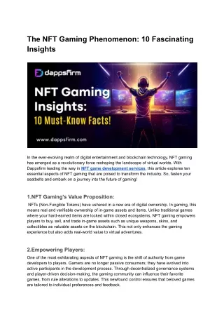 NFT Gaming Insights: 10 Must-Know Facts About the Future of Play