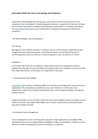 servicenow itam your key to cost savings