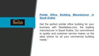 Prefab Office Building Manufacturer In Saudi Arabia | Newfabksa.com