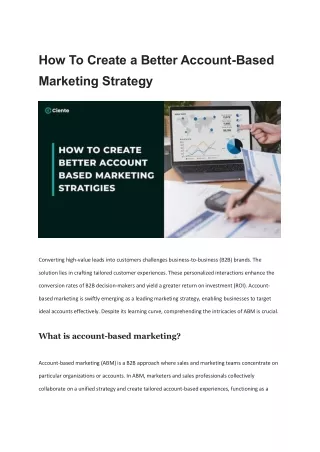 how to create a better account based marketing