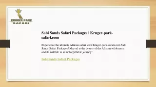 Sabi Sands Safari Packages  Kruger-park-safari.com