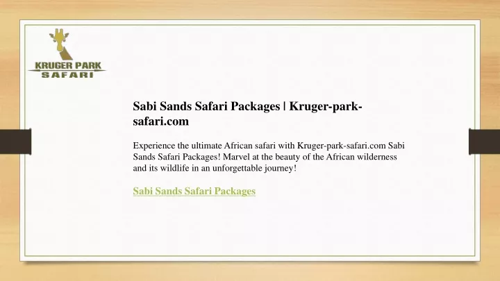 sabi sands safari packages kruger park safari