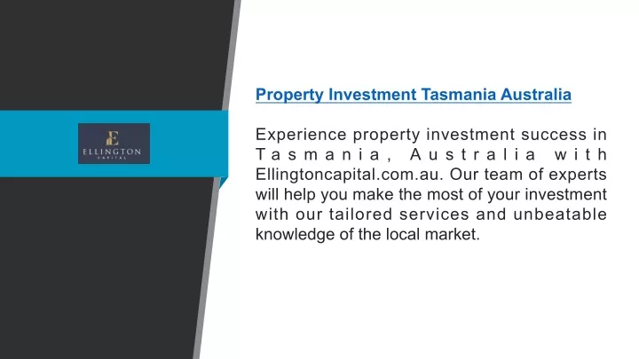 property investment tasmania australia