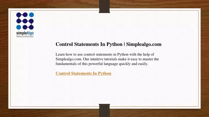 control statements in python simplealgo com learn