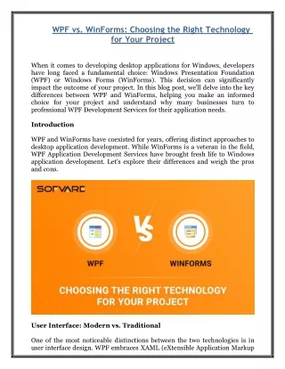WPF vs. WinForms - Choosing the Right Technology for Your Project