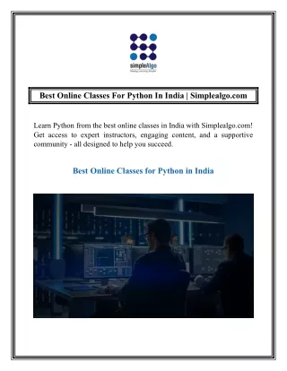 Best Online Classes For Python In India  Simplealgo.com