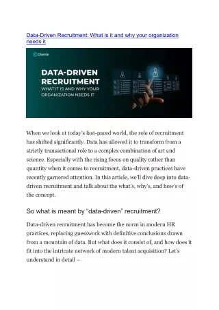 data driven recruitment what is it and why your