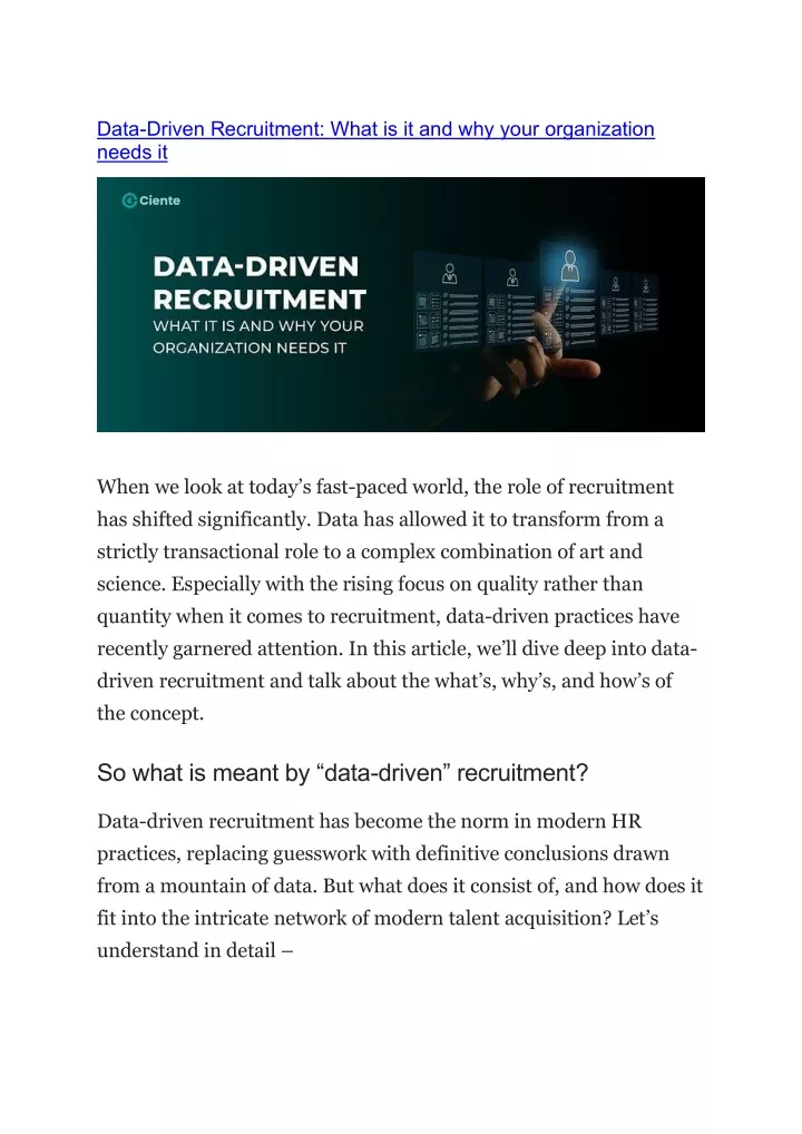 data driven recruitment what is it and why your