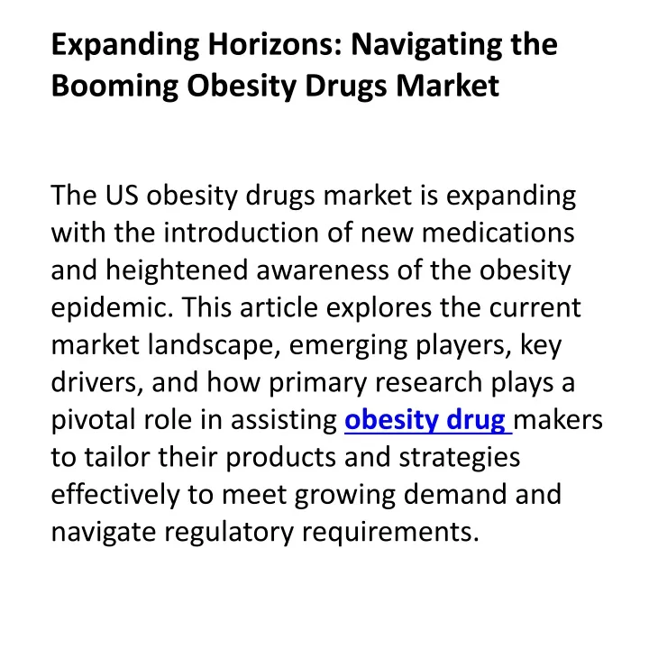 expanding horizons navigating the booming obesity