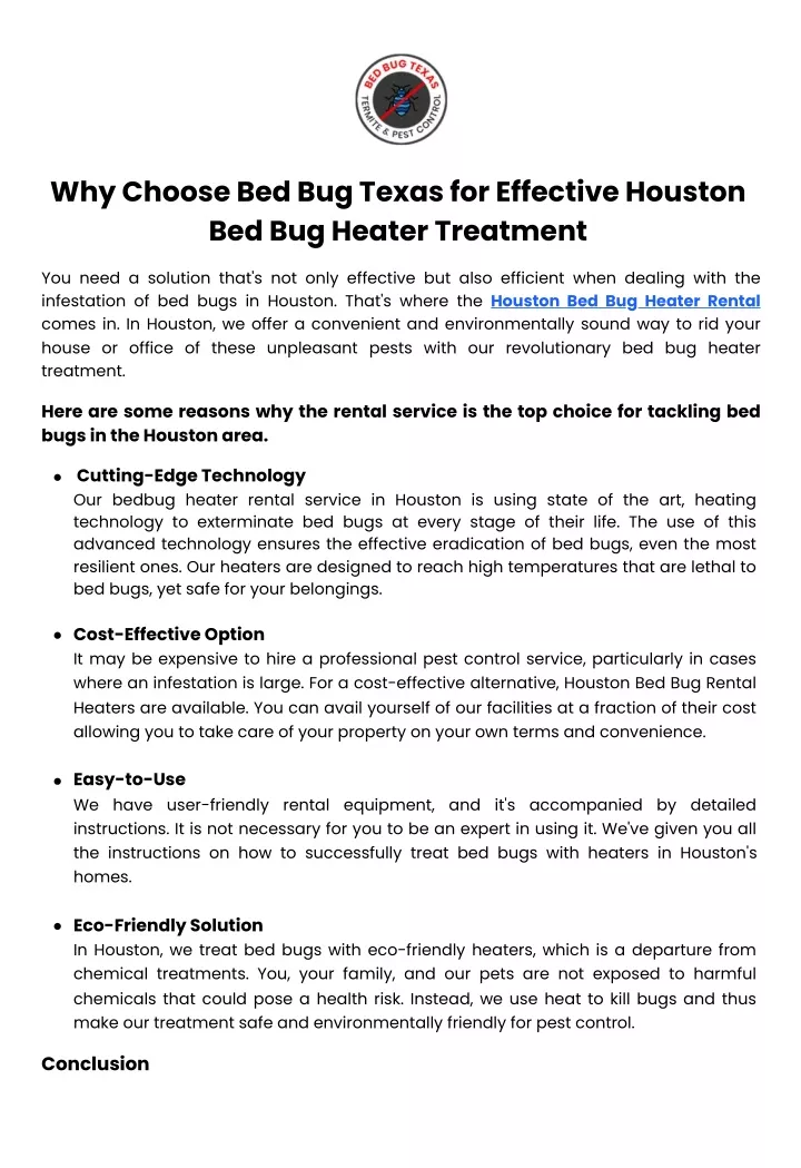 why choose bed bug texas for effective houston