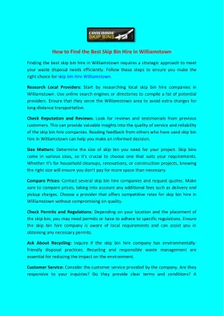 how to find the best skip bin hire in williamstown