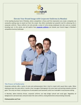 Elevate Your Brand Image with Corporate Uniforms in Mumbai