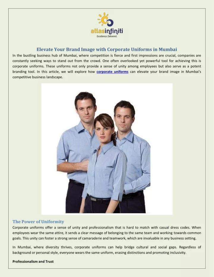 elevate your brand image with corporate uniforms