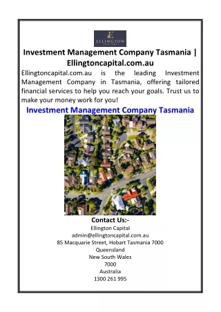 Investment Management Company Tasmania  Ellingtoncapital.com.au