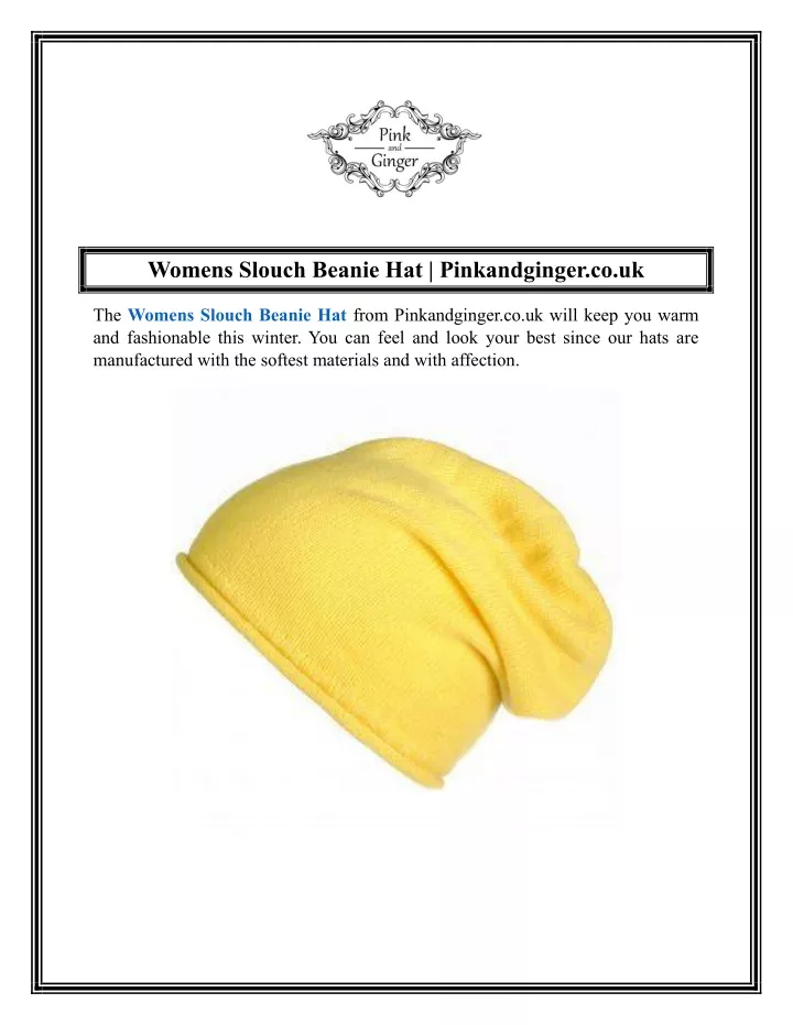 womens slouch beanie hat pinkandginger co uk