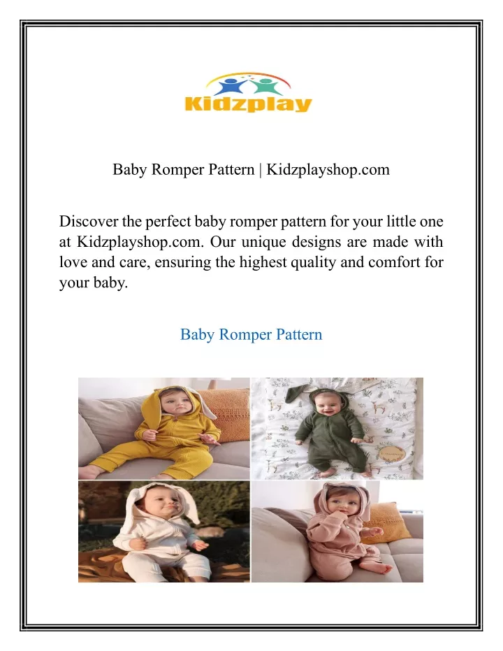 baby romper pattern kidzplayshop com