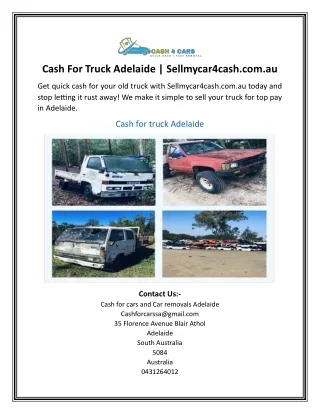 Cash For Truck Adelaide | Sellmycar4cash.com.au