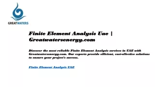 Finite Element Analysis Uae  Greatwatersenergy.com