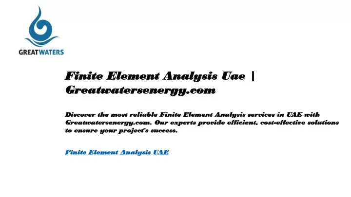 finite element analysis uae greatwatersenergy