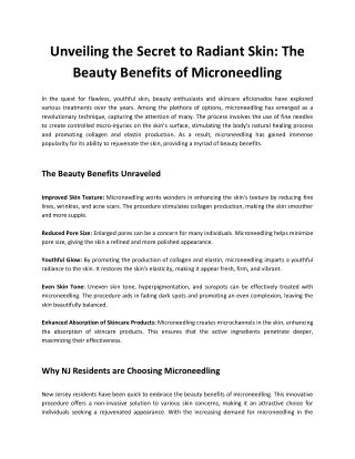 Unveiling the Secret to Radiant Skin_ The Beauty Benefits of Microneedling