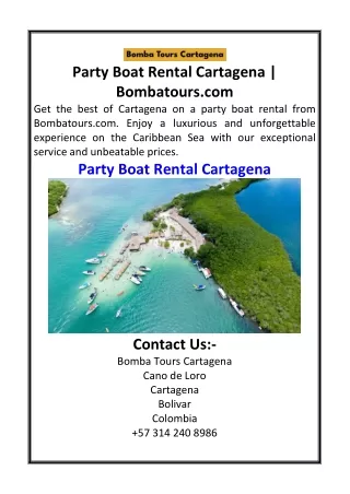 Party Boat Rental Cartagena  Bombatours.com