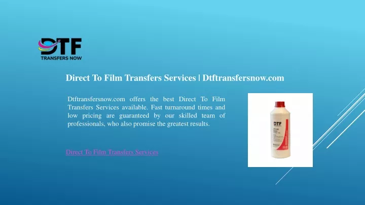 direct to film transfers services dtftransfersnow