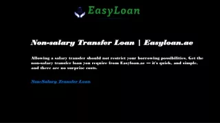 Non-salary Transfer Loan  Easyloan.ae