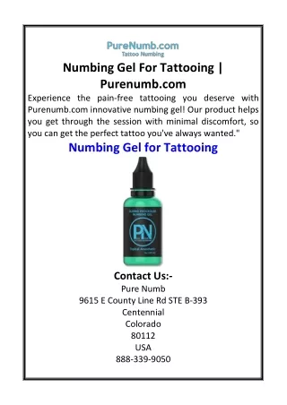 Numbing Gel For Tattooing  Purenumb.com