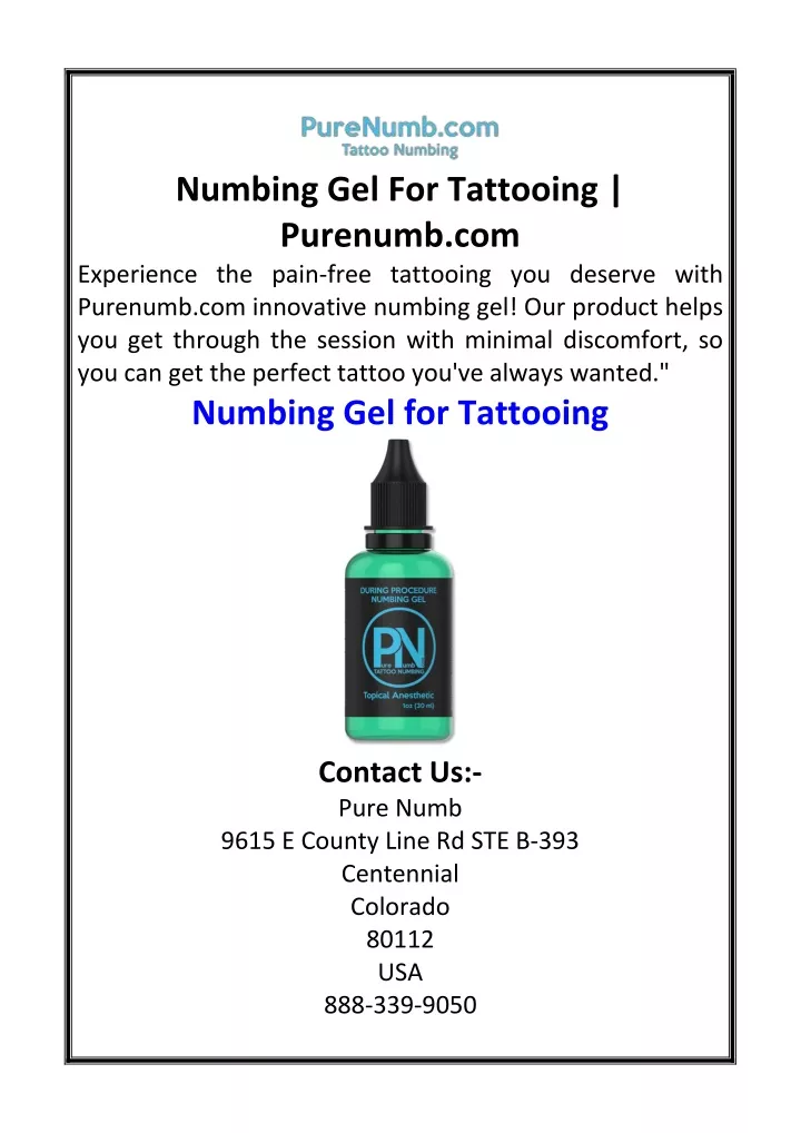 numbing gel for tattooing purenumb com experience