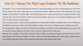 HOW DO I CHOOSE THE RIGHT LOGO DESIGNER FOR MY BUSINESS