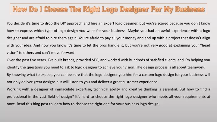 how do i choose the right logo designer