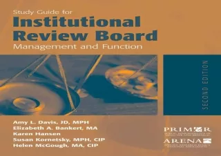 PDF DOWNLOAD Study Guide for Institutional Review Board Management and Function