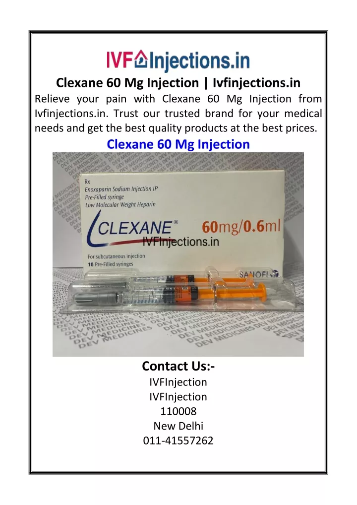 clexane 60 mg injection ivfinjections in relieve