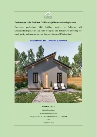 Professional Adu Builders California  Ghousetechnologies.com