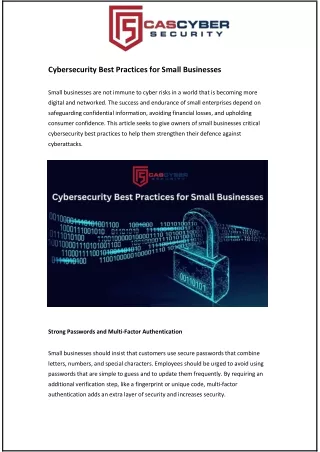 Cybersecurity Best Practices for Small Businesses