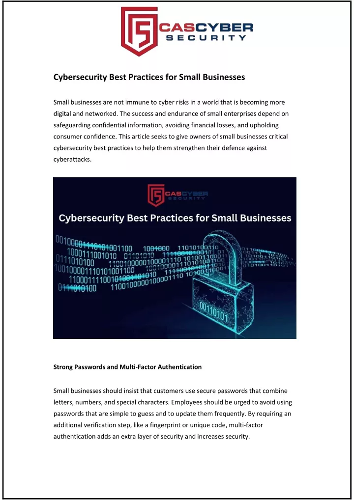cybersecurity best practices for small businesses