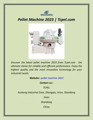 Pellet Machine 2023  Tcpel