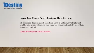 Apple Ipad Repair Centre Lucknow  Idestiny.co.in