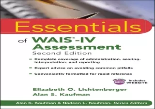 PDF Essentials of WAIS-IV Assessment (Essentials of Psychological Assessment)