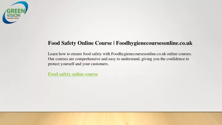 food safety online course