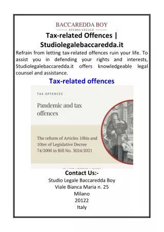 Tax-related Offences  Studiolegalebaccaredda.it