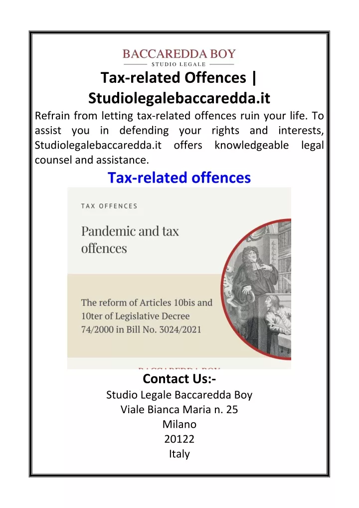 tax related offences studiolegalebaccaredda