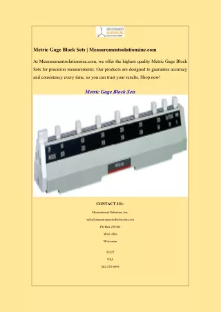 Metric Gage Block Sets  Measurementsolutionsinc.com