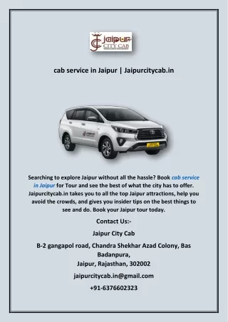 cab service in Jaipur | Jaipurcitycab.in