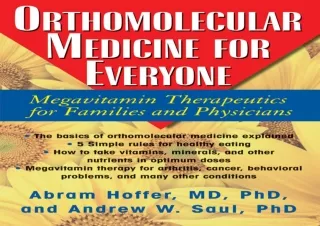 PDF DOWNLOAD Orthomolecular Medicine for Everyone: Megavitamin Therapeutics for