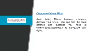 Corporate Crimes Milan | Studiolegalebaccaredda.it