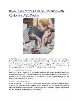 Revolutionize Your Online Presence with California Web Design