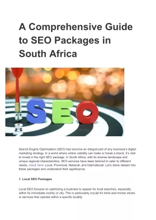 A Comprehensive Guide to SEO Packages in South Africa