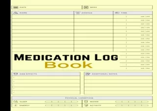 EPUB READ Medication Log Book: Simple Personal Medication Administration Planner